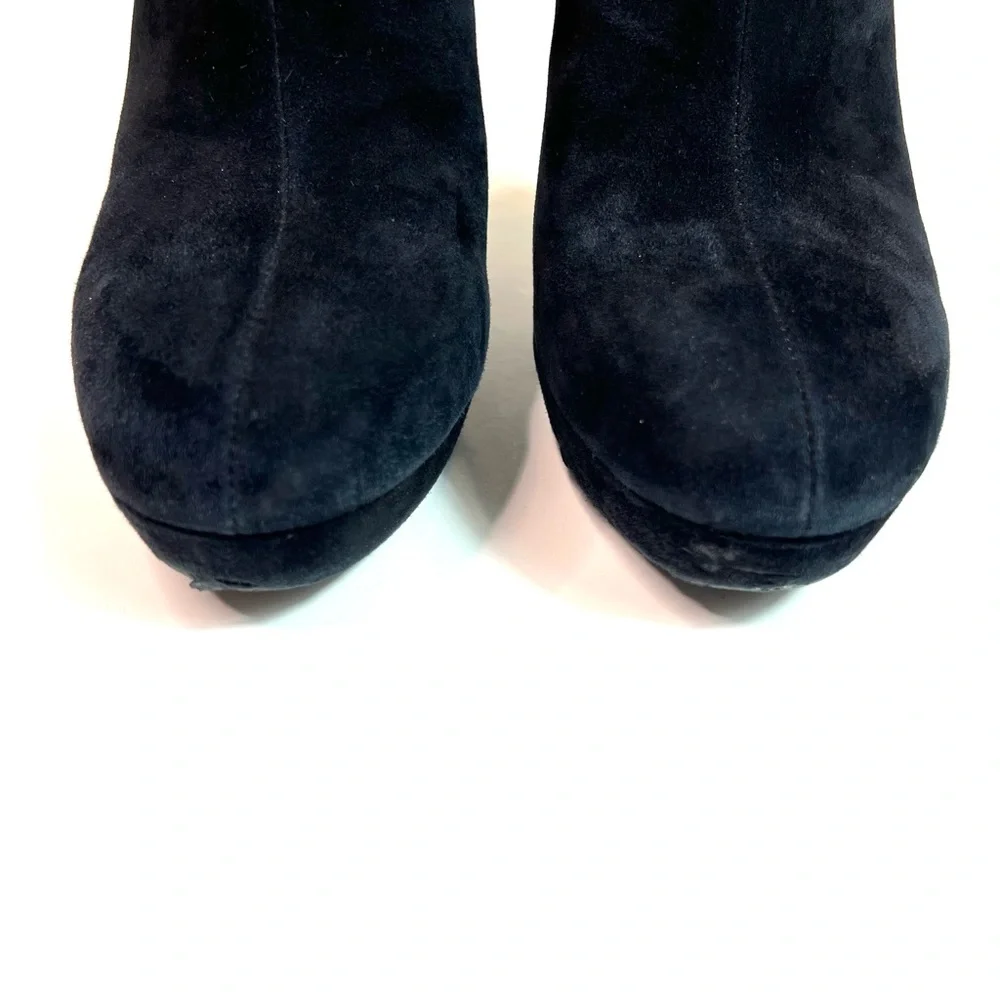 Alice+Olivia Suede Platform Heeled Booties Boots Black Size 8.5